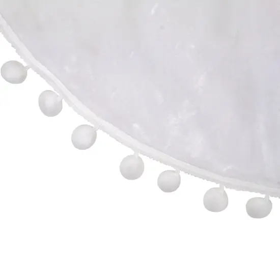 Northlight 48" White Christmas Tree Skirt With a Pom Pom Border {5}
