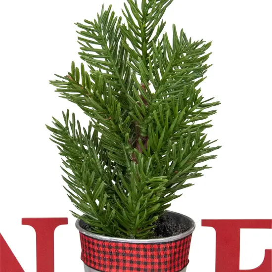 Northlight Potted Faux Pine in Metal "NOEL" Planter Christmas Decoration - 13" - Red {6}