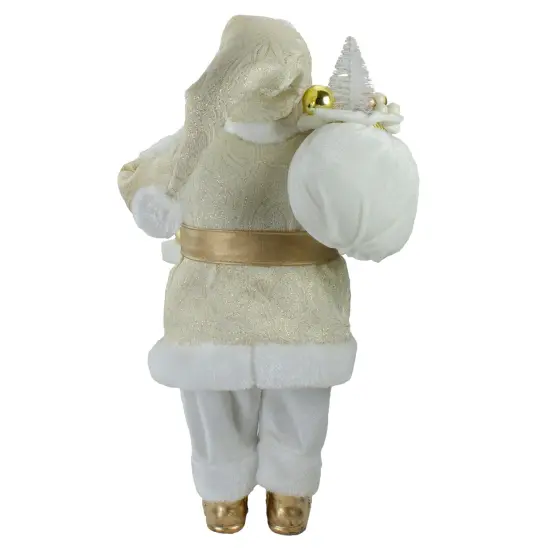 Northlight 18" Gold and White Standing Santa Christmas Figure with Presents {6}