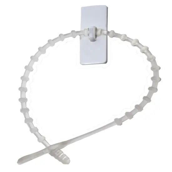 Simple Living Set of 12 Sticky Reusable Ties with Clip Hooks 2" White {3}