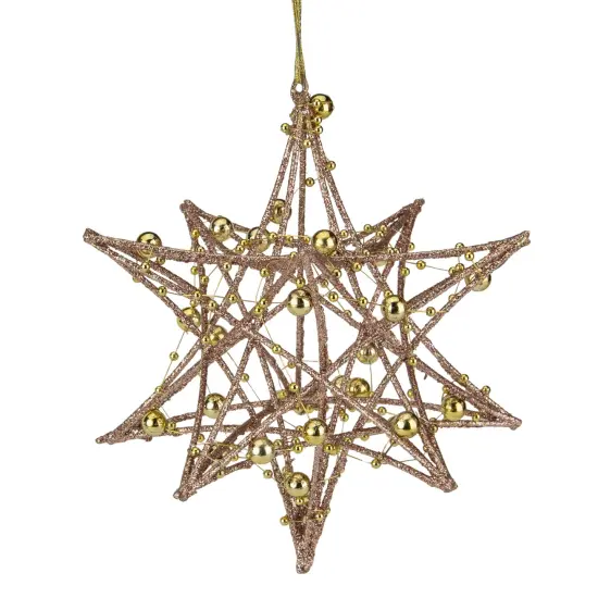 Northlight Starburst 3-D with Glitter and Beads Christmas Ornament - 5" - Rose Gold {5}