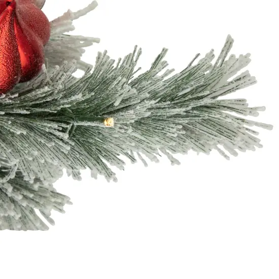 Northlight 3' Pre-Lit Snowy Bristle Pine Artificial Christmas Swag, Warm White LED Lights Green {4}