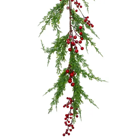 Northlight Real Touch&trade;️ Iced Berries and Pine Artificial Christmas Garland- 5' x 10" - Unlit Green {7}