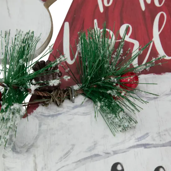 Northlight 16.5" Joy to the World Snowman in Santa Hat Christmas Wall Decoration White {5}