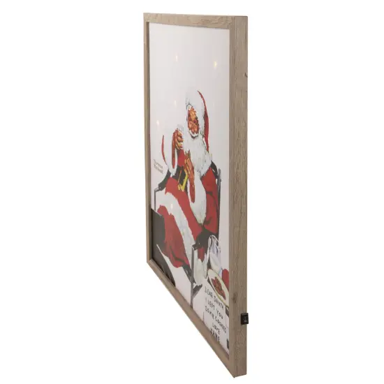 Northlight 19" Lighted Norman Rockwell 'Santa Eating Milk and Cookies' Christmas Wall Art Red {5}