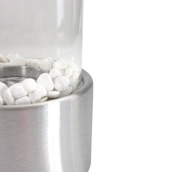 Northlight Bio Ethanol Round Portable Fireplace with Base - 10.5" - Silver {5}