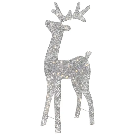 Northlight LED Lighted Glitter Reindeer Outdoor Christmas Decoration - 39.5" - Warm White Silver {5}