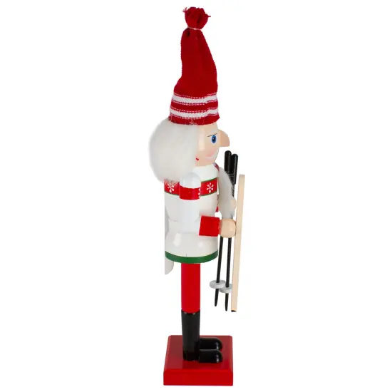Northlight 14" Red and White Wooden Skiing Christmas Nutcracker {5}