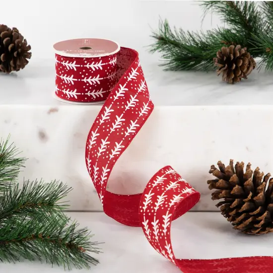 Northlight Red and White Christmas Tree Wired Craft Ribbon 2.5" x 10 Yards {4}