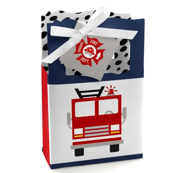 Big Dot of Happiness Fired Up Fire Truck - Firefighter Firetruck Baby Shower or Birthday Party Favor Boxes - Set of 12 {1}