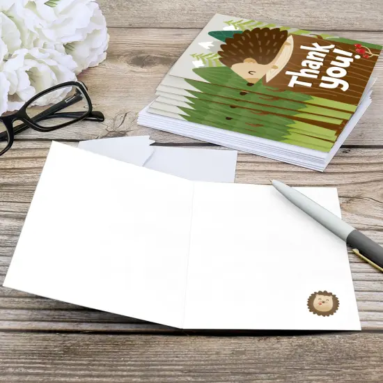Big Dot of Happiness Forest Hedgehogs - Woodland Birthday Party or Baby Shower Thank You Cards (8 count) {6}