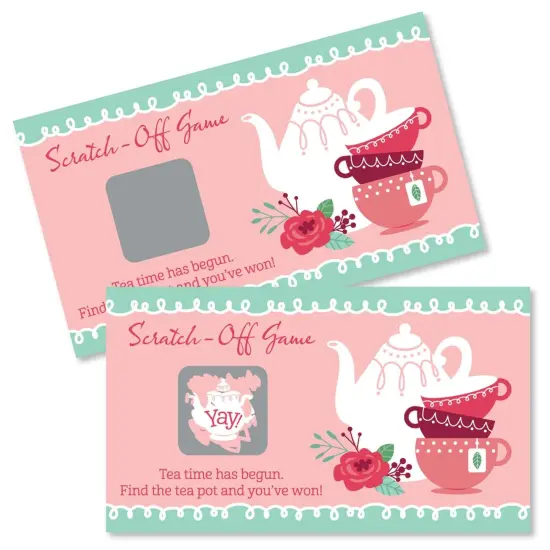 Big Dot of Happiness Floral Let's Par-Tea - Garden Tea Party Game Scratch Off Cards - 22 Count {1}