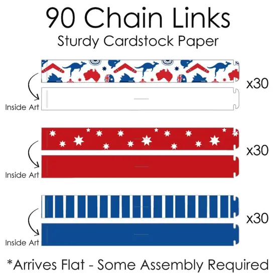 Big Dot of Happiness Australia Day - 90 Chain Links and 30 Paper Tassels Decoration Kit - G'Day Mate Aussie Party Paper Chains Garland - 21 feet {7}