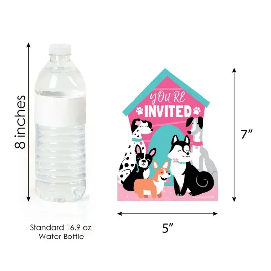 Big Dot of Happiness Pawty Like a Puppy Girl - Shaped Fill-in Invites - Pink Dog Baby Shower or Birthday Party Invite Cards with Envelopes - Set of 12 {6}