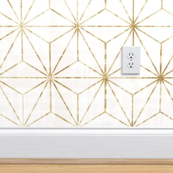 Peel & Stick Wallpaper 2FT Wide Geometric Stars Faux Gold Look Shibori Triangles Boho Abstract Distressed Custom Removable Wallpaper by Spoonflower {4}