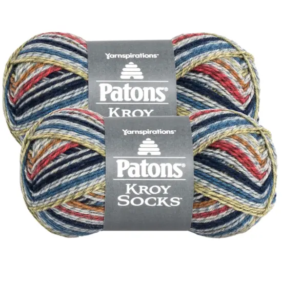 (Pack of 2) Patons Kroy Socks Yarn-Blue Striped Ragg {1}