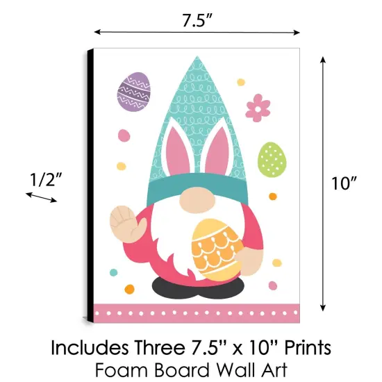 Big Dot of Happiness Easter Gnomes - Spring Bunny Wall Art and Kids Room Decor - 7.5 x 10 inches - Set of 3 Prints {6}