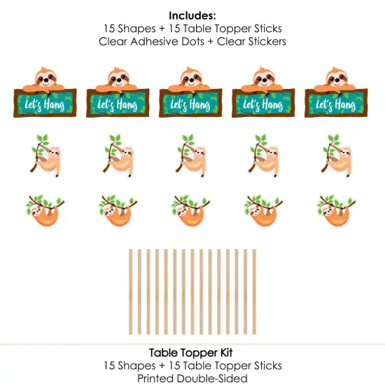Big Dot of Happiness Let's Hang - Sloth - Baby Shower or Birthday Party Centerpiece Sticks - Table Toppers - Set of 15 {7}