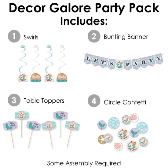 Big Dot of Happiness Let's Be Mermaids - Baby Shower or Birthday Party Supplies Decoration Kit - Decor Galore Party Pack - 51 Pieces {3}