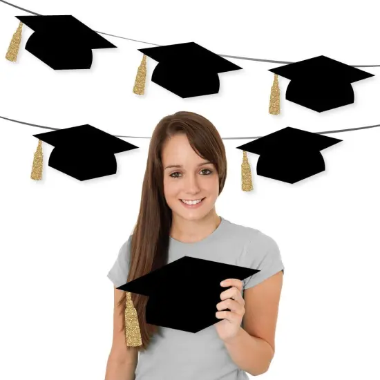 Big Dot of Happiness Gold Graduation Hat Decorations - DIY Large Party Essentials - 20 Count {4}