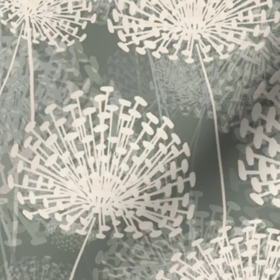Various Fabrics by the Yard or Fat Quarter Vintage Style Dandelions Gray Cream Neutral Flowers Floral Nature Custom Printed Fabric by Spoonflower {7}