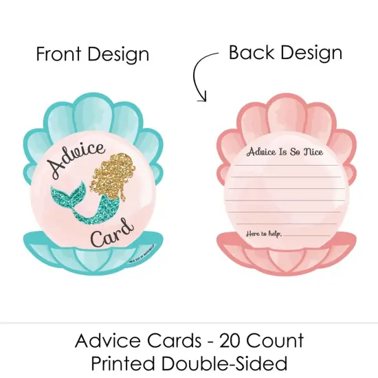 Big Dot of Happiness Let's Be Mermaids - Seashell Wish Card Baby Shower Activities - Shaped Advice Cards Game - Set of 20 {4}