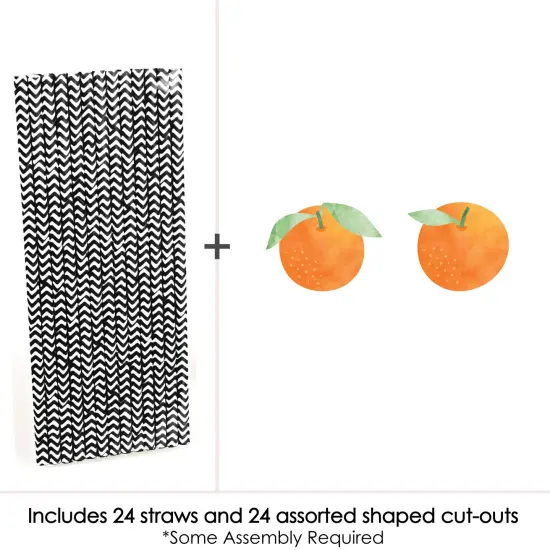 Big Dot of Happiness Little Clementine - Paper Straw Decor - Orange Citrus Baby Shower or Birthday Party Striped Decorative Straws - Set of 24 {4}