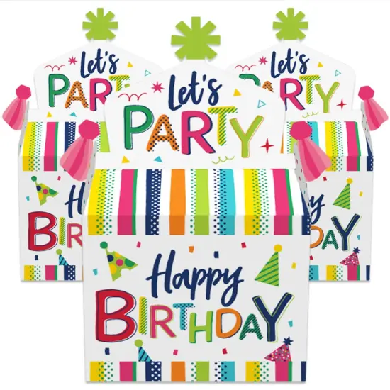 Big Dot of Happiness Cheerful Happy Birthday - Treat Box Party Favors - Colorful Birthday Party Goodie Gable Boxes - Set of 12 {3}