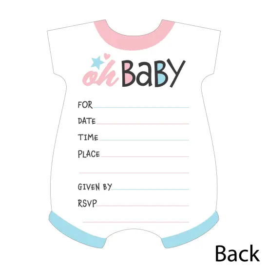 Big Dot of Happiness Baby Gender Reveal - Shaped Fill-In Invitations - Team Boy or Girl Party Invitation Cards with Envelopes - Set of 12 {6}