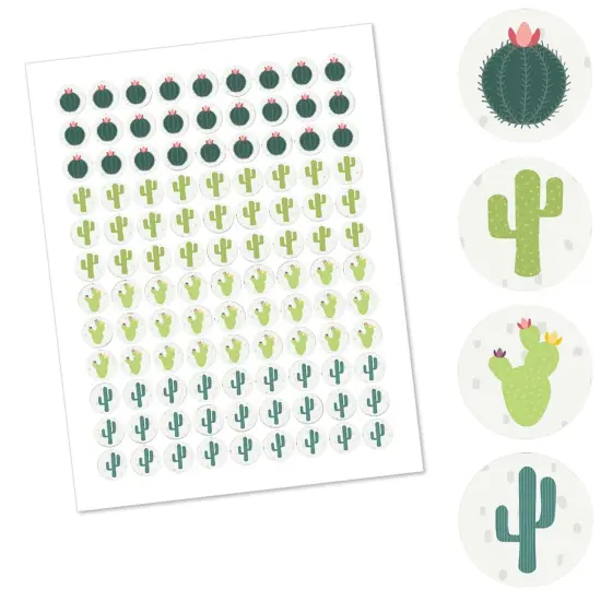 Big Dot of Happiness Prickly Cactus Party - Fiesta Party Round Candy Sticker Favors - Labels Fits Chocolate Candy (1 Sheet of 108) {3}