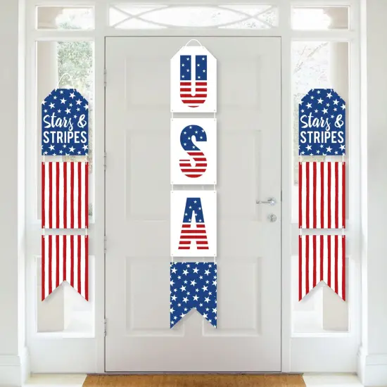 Big Dot of Happiness Stars & Stripes - Hanging Vertical Paper Door Banners - Memorial Day, 4th of July & Labor Day Wall Decor Kit - Indoor Door Decor {1}