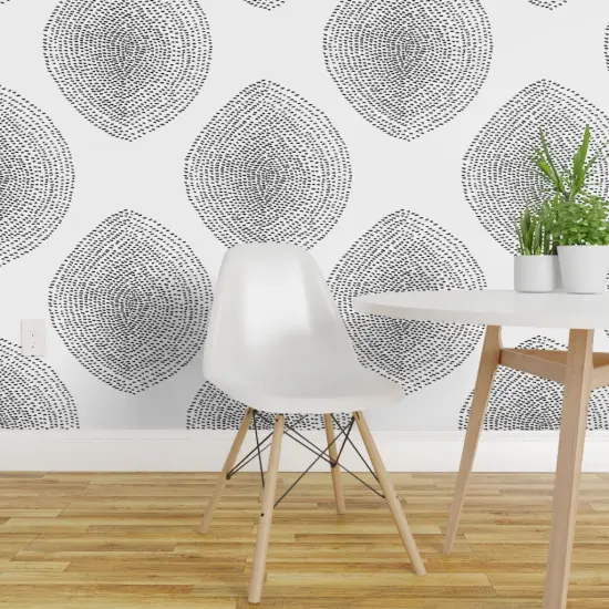 Pre-Pasted Wallpaper 2FT Wide Boho Black White Modern Abstract Custom Pre-pasted Wallpaper by Spoonflower {1}