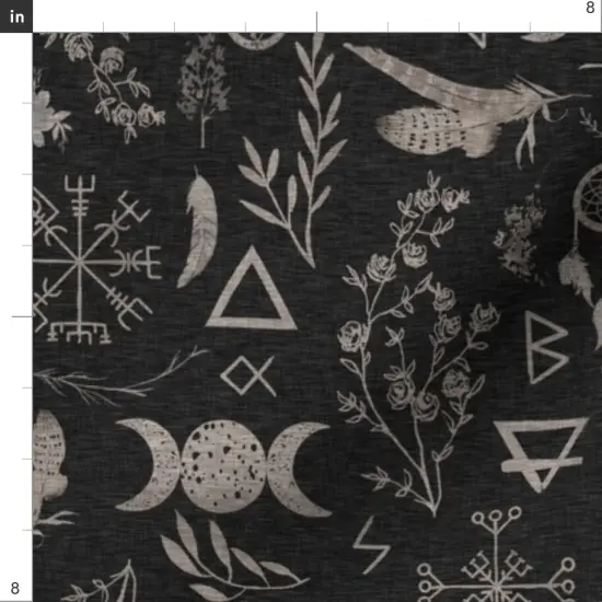 Various Fabrics by the Yard or Fat Quarter Feminine Magic Moon Pagan Black Witch Custom Printed Fabric by Spoonflower {4}