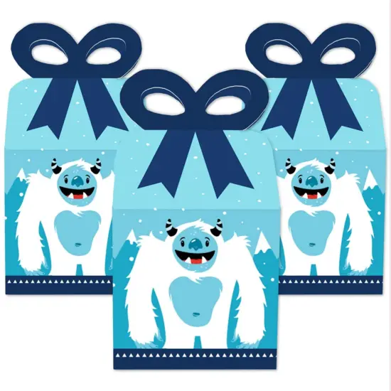 Big Dot of Happiness Yeti to Party - Square Favor Gift Boxes - Abominable Snowman Party or Birthday Party Bow Boxes - Set of 12 {3}
