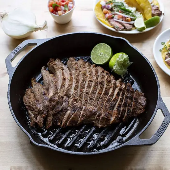 Lodge Cast Iron Grill Pan for Indoor/Outdoor Use, Dual Handles, Pre-seasoned and Made in USA, 12 inch {5}