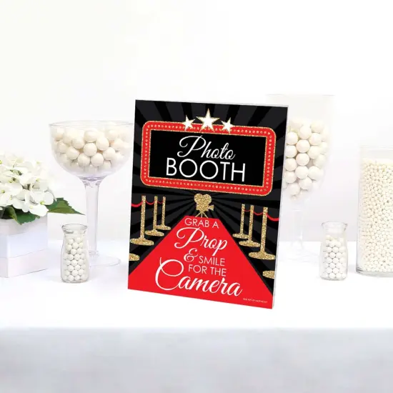 Big Dot of Happiness Red Carpet Photo Booth Sign - Movie Party Decor - Printed on Sturdy Plastic - 10.5 x 13.75" Sign with Stand - 1 Piece {4}