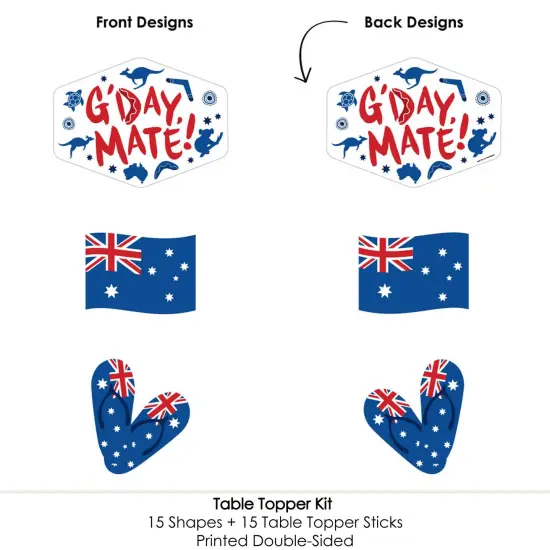 Big Dot of Happiness Australia Day - G'Day Mate Aussie Party Centerpiece Sticks - Table Toppers - Set of 15 {6}