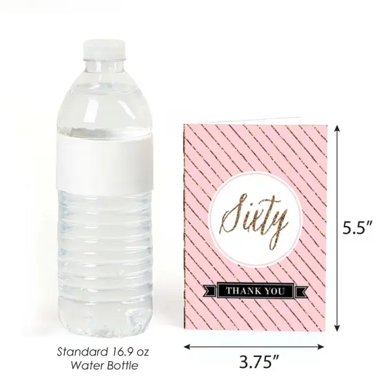 Big Dot of Happiness Chic 60th Birthday - Pink, Black and Gold - Birthday Party Thank You Cards (8 count) {4}