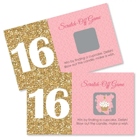 Big Dot of Happiness Sweet 16 - 16th Birthday Party Game Scratch Off Cards - 22 Count {1}