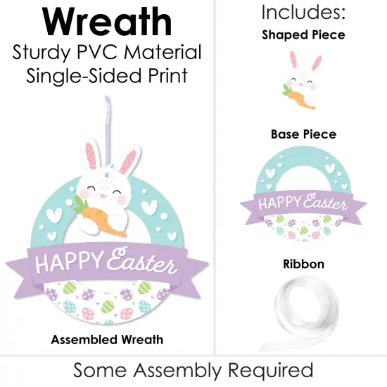 Big Dot of Happiness Spring Easter Bunny - Outdoor Happy Easter Party Decor - Front Door Wreath {4}