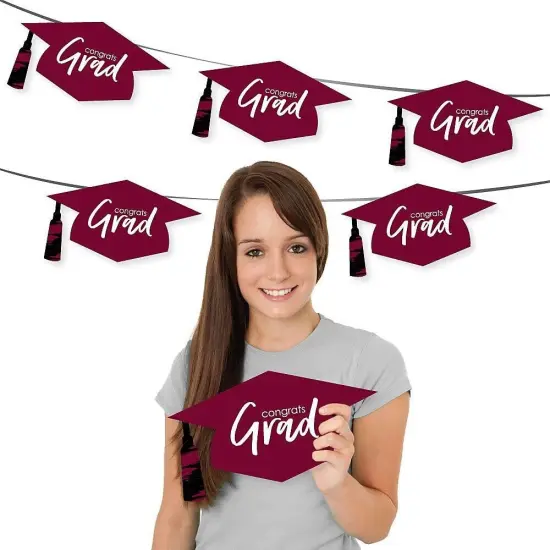 Big Dot of Happiness Maroon Graduation Hat Decorations - DIY Large Party Essentials - 20 Count {3}