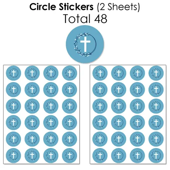 Big Dot of Happiness Blue Elegant Cross - Boy Religious Party Candy Favor Sticker Kit - 304 Pieces {7}
