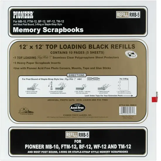 Pioneer Universal Top-Loading Page Protectors 5/Pkg-12"X12" (W/Black Inserts) {1}