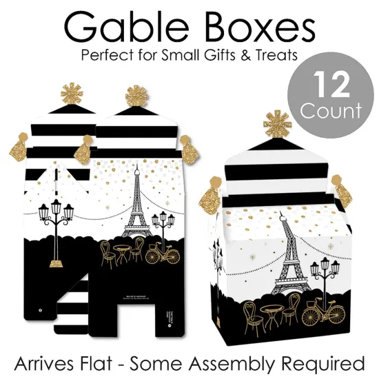 Big Dot of Happiness Stars Over Paris - Treat Box Party Favors - Parisian Themed Party Goodie Gable Boxes - Set of 12 {7}