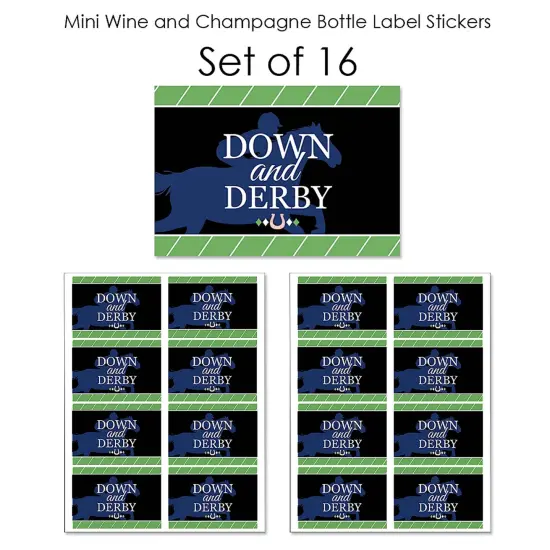 Big Dot of Happiness Kentucky Horse Derby - Mini Wine and Champagne Bottle Label Stickers - Horse Race Party Favor Gift for Women and Men - Set of 16 {7}