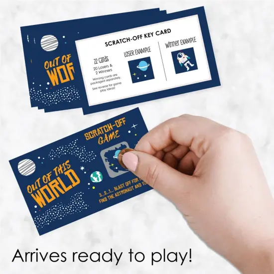 Big Dot of Happiness Blast Off to Outer Space - Rocket Ship Baby Shower or Birthday Party Game Scratch Off Cards - 22 Count {3}