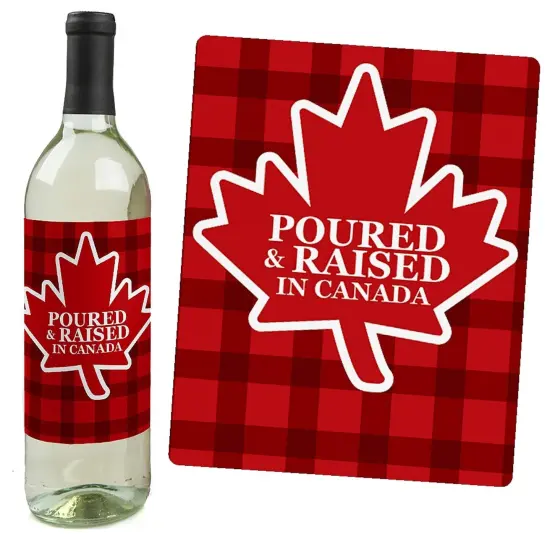 Big Dot of Happiness Canada Day - Canadian Party Decorations for Women and Men - Wine Bottle Label Stickers - Set of 4 {4}