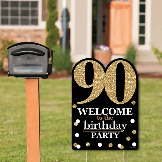 Big Dot of Happiness Adult 90th Birthday - Gold - Party Decorations - Birthday Party Welcome Yard Sign {3}