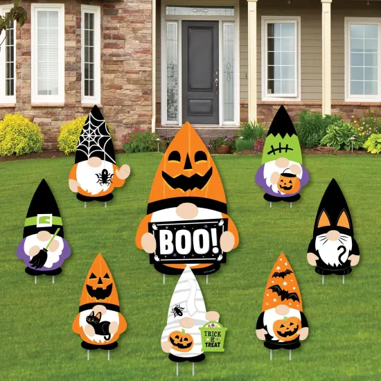 Big Dot of Happiness Halloween Gnomes - Yard Sign and Outdoor Lawn Decorations - Spooky Fall Party Yard Signs - Set of 8 {1}