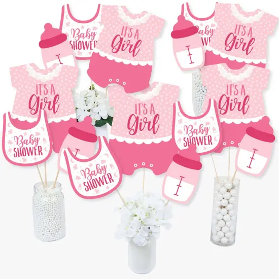 Big Dot of Happiness It's a Girl - Pink Baby Shower Centerpiece Sticks - Table Toppers - Set of 15 {3}